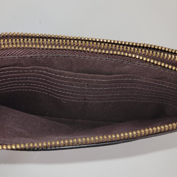 Coach Double Zip Brown Pebble Leather Wallet Wristlet Style Number 54052 - Picture 4 of 8